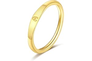ZNBOH Gold Initial Rings for Women 14K Dainty Plain Stackable Letter Ring for Teen Girls Cute Fashion Thin Pinky Knuckle Stacking Capital Letter Alphabet Rings Jewelry Gifts Size 6-10