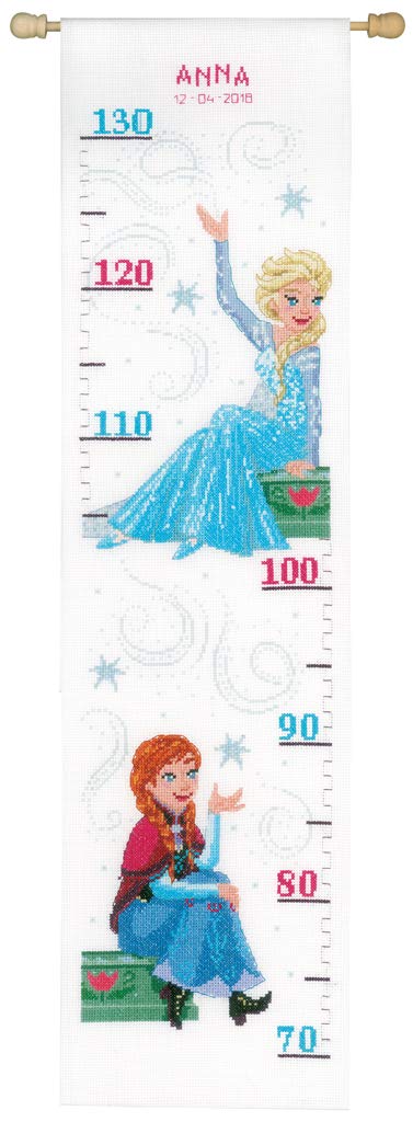 Vervaco Counted Cross Stitch Kit: Height Chart: Frozen-Sisters Forever, Cotton, Assorted, 12 x 1 x 17 cm