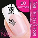 Nailart NAIL TATTOO STICKER - turtle / tortoise - black