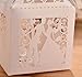 PONATIA 50pcs/Lot 2.3 Inches Laser Cut Pearl Paper Party Wedding Favor Ribbon Candy Boxes Gift Box White (Bride and Groom)