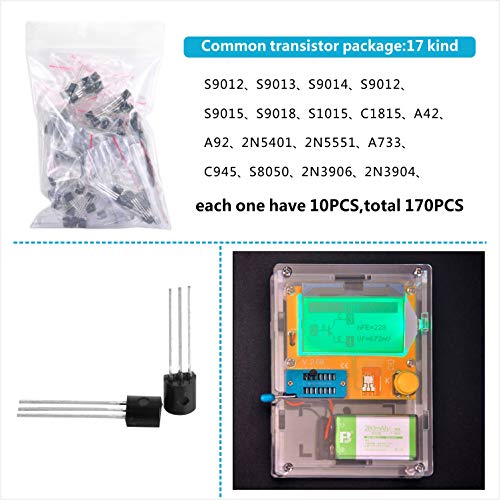 OSOYOO Mega328 Electronic Component Tester and Assorted Components Pack(LED, Resistors, Capacitors, Ceramic Capacitors,Diode,Transistors)