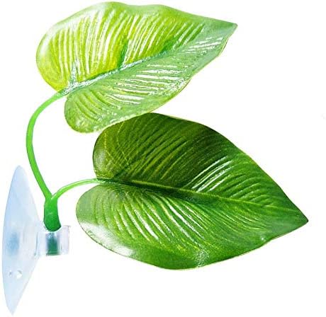 Youngsown Plastic Fish Leaf Pad Hammock Toys Aquarium Plants with Suction Cup Green