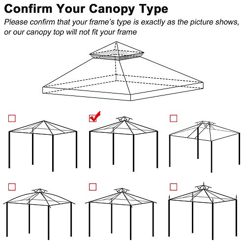 Outdoor Patio Tivoli 10x10' Tan Gazebo Replacement Canopy - Thumbnail 5