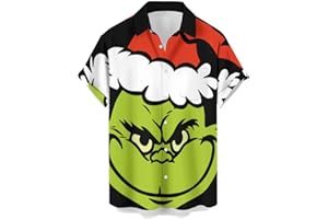 OCSTRADE Men's Shirts Short Sleeve Santa Button Down Hawaiian Floral Shirts Vacation Beach Plus Size Shirts