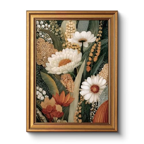 WHASAYART Gold Framed Vintage Floral Canvas Wall Art, Boho Abstract Flower Pictures Wall Decor Mid Century Botanical Artwork Green Nature Farmhouse Print for Living Room Bedroom 12x16 Inch at Amazon