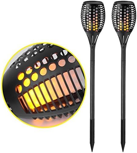 Solar Garden Torch Light, CRELAND 96 LED Flickering Path Dancing Flame Waterproof Outdoor Landscape Lights for Patio Deck yard Wedding Party (2 Pack)