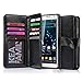 J.west Galaxy Note 3 Case, Note 3 Wallet Case,Premium PU Leather Case Magnetic Wallet Credit Card ID Holder Flip Cover Case Built-in 9 Card Slots Wrist Strap Case for Note 3 Black