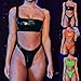 Mlide Sexy Bikini for Womens Two Piece Swimsuit One Shoulder Swimwear High Waist Thong Beachwear Suit Blackthumb 2