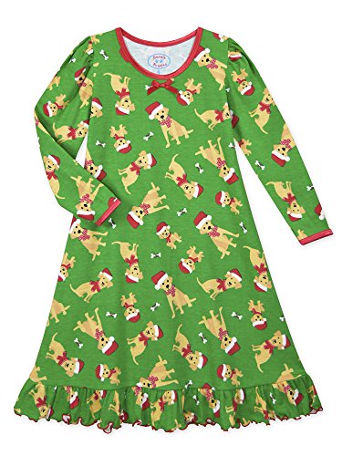 Sara's Prints Little Girls' Whirl and Twirl Long Sleeve Nightgown, Yellow Labs-YLS, 7