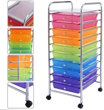 Amazon Com Costway 10 Drawer Rolling Storage Cart Scrapbook