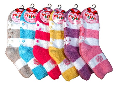 UPC 734872142925, Differenttouch 6 Pairs Pack Super Soft Anti-skid Cozy Fuzzy Winter Slipper Socks (9-11, Stripes A)