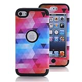 iPod Touch 6 Case, iPod Touch 5 Case, KAMII [Colorful Series] 3in1 Shockproof Full-Body Protective Hard PC+Soft Silicone Hybrid Hard Case Cover for Apple iPod Touch 5 6th Generation (Black)