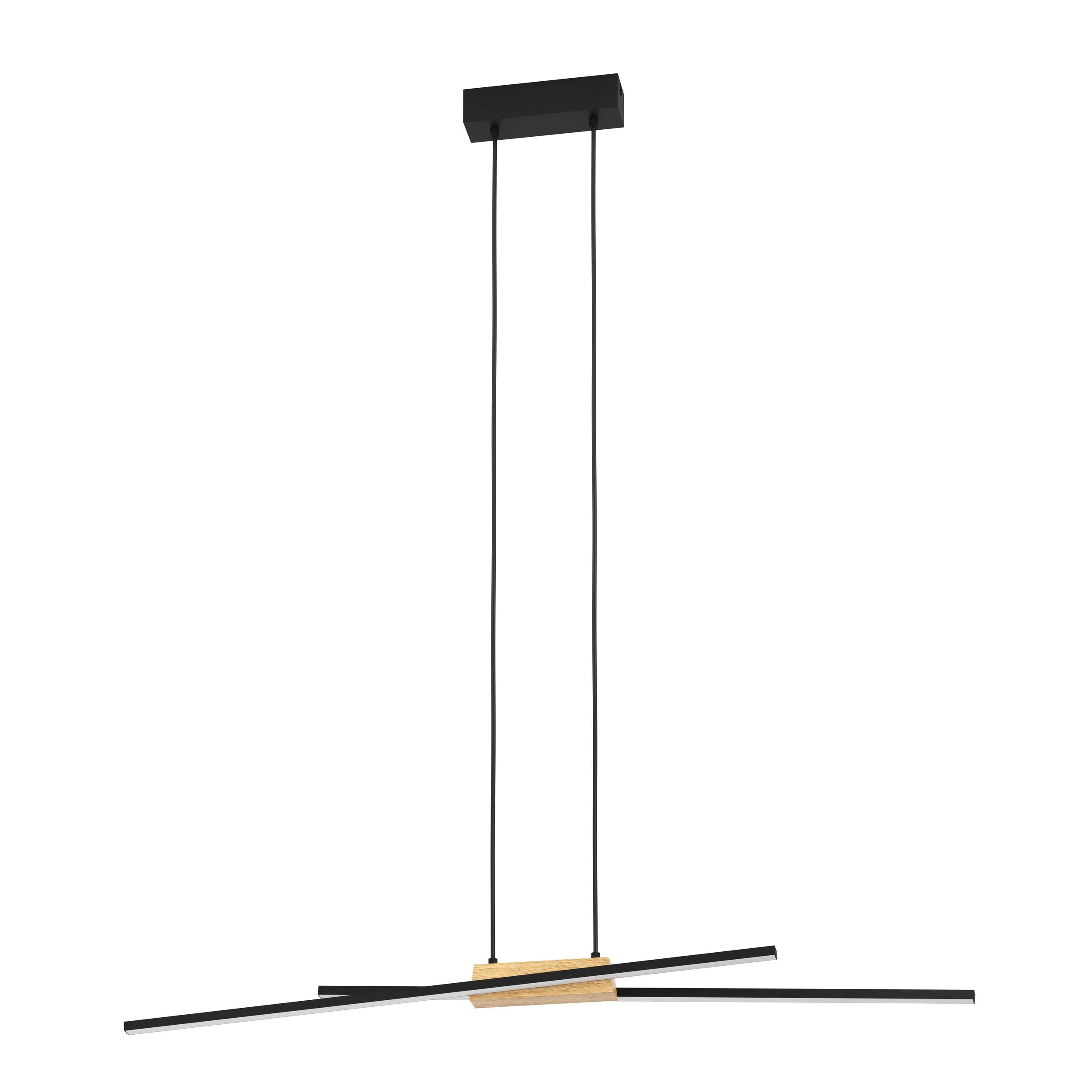 Eglo LED Pendant Lighting Panagria, Ceiling Light Fitting for Dining Room, FSC100HB, Minimalist Hanging lamp Made of Aluminium, Steel, Wood and Plastic in Black, Brown and White, Warm White