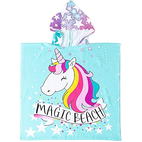 Children’s Hooded Bath Towel Set Colorful Deduction 29.5″×29.5″ Large Size Comfortable Hooded Bath Towel Can be Used for Swimming and Bathing Easy to Carry