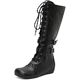 Women's Knee High Boots Vintage Lace Comfort Casual Riding Boots Fashion Dressy Buckle Winter Boots