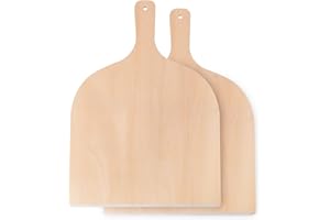 2 Pack Wood Pizza Peel, Wood Pizza Spatula Paddle Cutting Board with Handle for Baking Homemade Bread Cutting Fruit Vegetable