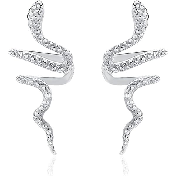 Silver Snake Ear Stud Cuff Wrap Earring - Fashion Gothic Punk Wind