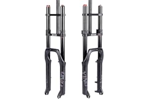 BUCKLOS 20 inch 4.0 Fat Tire E-Bike Air Suspension Fork, 180mm Travel Spacing Hub 135mm Straight Tube MTB Manual Lockout 9mm QR Mountain Bike Double Shoulder Electric Bicycle Front Forks Snow Beach