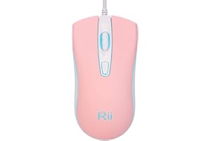 Rii Wired Mouse, USB Computer Mouse,RGB Optical Office Mice for PC,Computer,Laptop,Desktop,Windows,Chromebook (Pink)