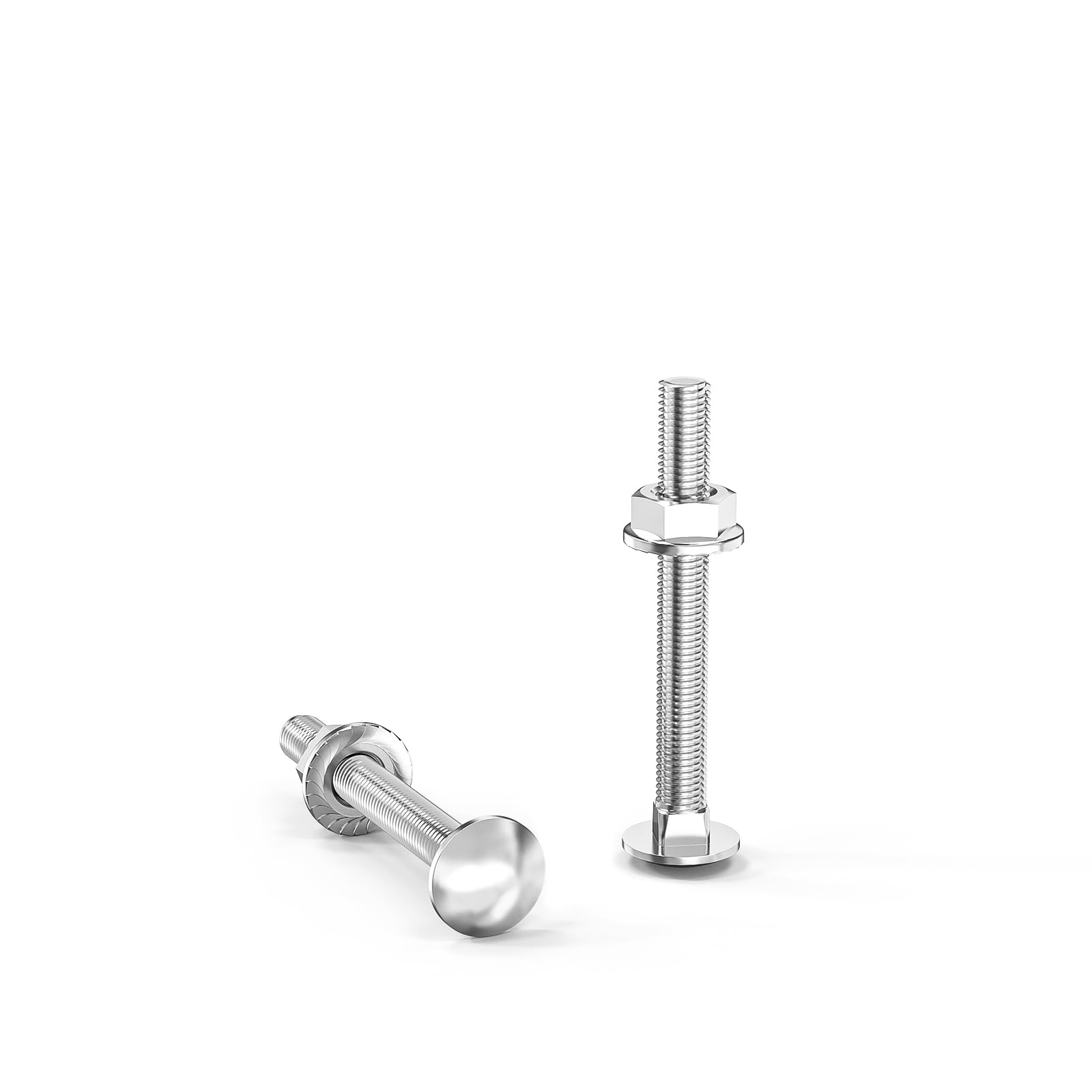 ORTAVA Carriage Bolts M6 x 50 Galvanised DIN 603 (Pack of 20), with Hex Flange Nut, Carbon Steel, Half Round Head Square Carriage Bolts