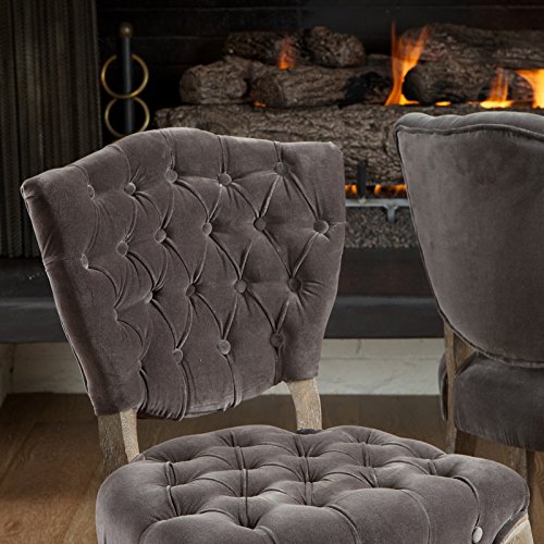 Best Selling Lane Tufted Fabric Dining Chair, Charcoal, Set of 2 - Thumbnail 6