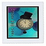 3dRose qs_16355_1 Top Hat on Clock Happy New