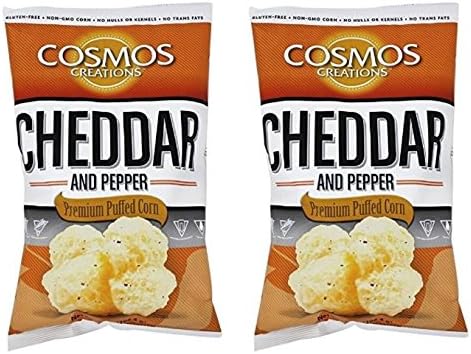Cosmos Creations Puffed Corn Cheddar And Pepper, 7 oz (Pack of 2)