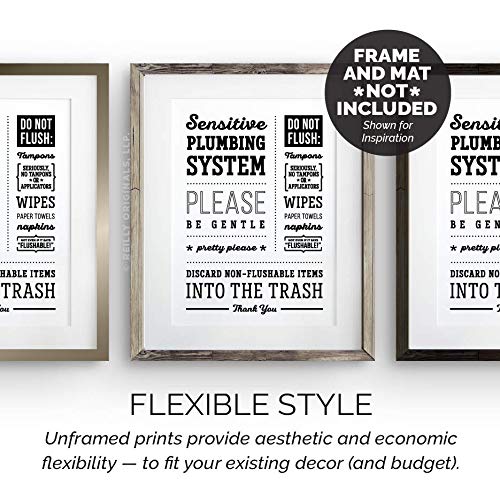 5x7" *UNFRAMED Print Cute Do not Flush Bathroom Sign Septic System Sensitive Plumbing No Feminine Sanitary Products Tampons Paper Towels Decor Hotel Restaurant Office airbnb Art Décor Toilet Be Gentle - Thumbnail 2