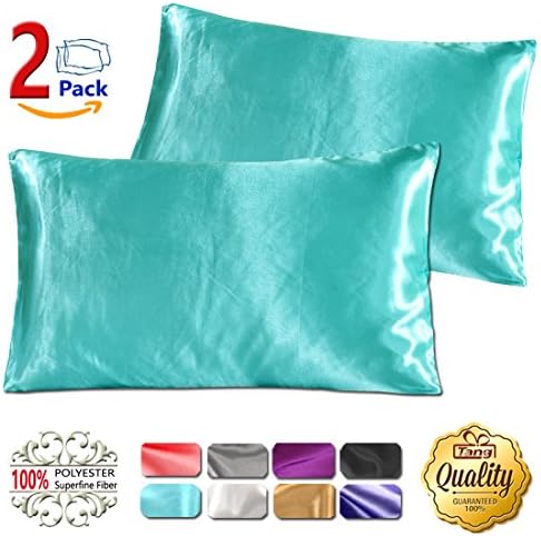 Silk Satin Pillowcase Standard Us For Hair And Skin Hypoallergenic King Size Silk Pillowcase Queen (Standard (2-Pack), Sky blue)