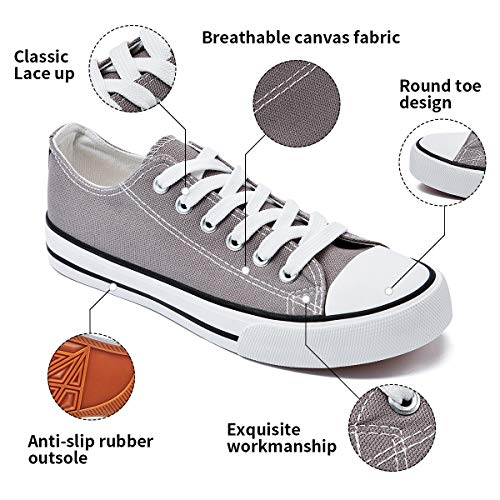 Adokoo Womens Canvas Shoes Casual Cute Sneakers Low Cut Lace up Fashion