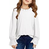 DOKOTOO KIDS Cute Shirts for Girls Ruffle Long Sleeve Crewneck Ribbed Knit Blouses Tops 6-15 Years