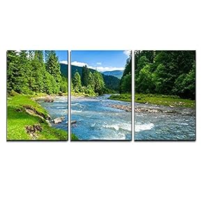 Landscape with Mountains Trees and a River in...