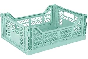 AYKASA Collapsible Storage Bins, Plastic Crate for Storage, Collapsible Crate, Utility Stackable Box, Collapsible storage box, Milk crate Collapsible storage (Medium, Ocean)