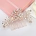 Pack of 4 Bridal Wedding Hair Comb Overtone Rose Gold Crystal Rhinestones Pearls Women Hair Side Combs Bridal Head Pin Headpiece