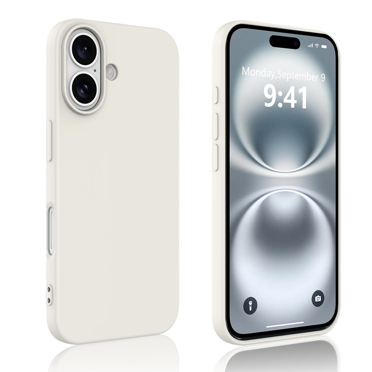 Garegce Case Compatible with iPhone 16 Silicone Soft Ultra Slim Shockproof Bumper Anti-Yellowing Cover Anti-Fingerprint with Microfiber Lining- White