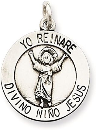 925 Sterling Silver Antique Finish Divino Nino (Divine Infant Jesus) Medal Charm Pendant