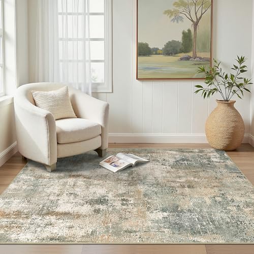 Beimo Waschbarer Teppich Wohnzimmer, Abstrakt Design Teppiche Schlafzimmer Kurzflor, Groß Teppiche Rutschfest Weiche Für Badezimmer Esszimmer Flur Grünverlauf 120X170Cm