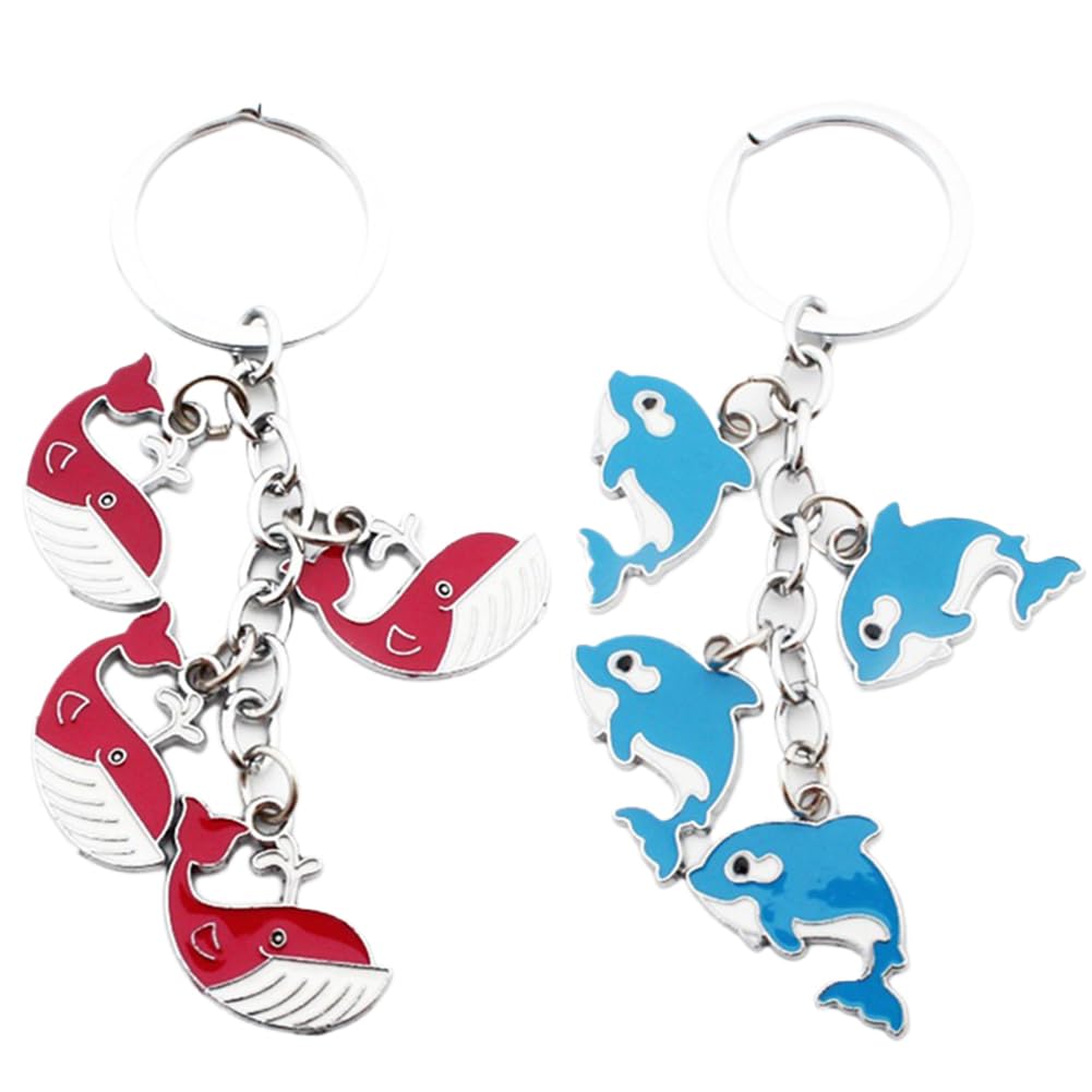 OVYALCJ 2 pcs Whales Keychain, Dolphin Keyring, Fun Fish keychain, Keyring Cartoon Whale, Backpack Keyring Car Key Chain Accessories Gifts for Friends and Women