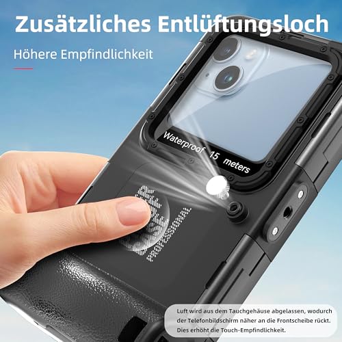 Ezanmull Scuba Diving Case for iPhone 17/16/15/14/13/12/11 Pro Max/XR/XS/X and Plus - Professional Protection - 15M - for Snorkeling, Surfing, Photos and Videos - Black