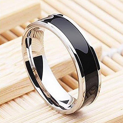 wanmanee Fashion Jewelry Black Titanium Band Stainless Steel Ring For Men Women Size 6-10 (7)