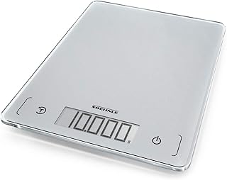 Soehnle Page Comfort 300 slim, digitale Küchenwaage, silber, Gewicht bis zu 10 kg (1-g-genau), runde Haushaltswaage mit Sensor-Touch, elektronische Waage inkl. Batterien, ultraflaches Design