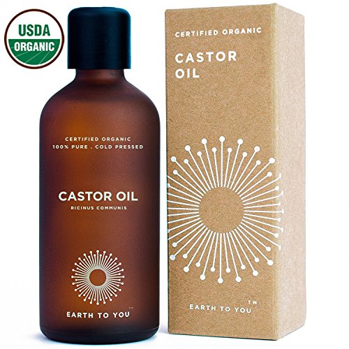 Castor Oil Organic USDA Certified, 100% Pure, Cold Pressed, Unrefined, Vegan, Non-GMO, Natural Treatment for Hair Growth, Eyelashes, Moisturizer for Face, Skin, Premium Oil 100ml by Earth To You