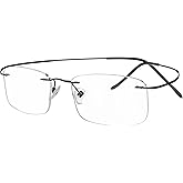 Eyekepper 0.0x Reading Eyeglasses for Men, Oversized Glasses Women, Black | Men's Titanium Rimless Magnifying Glass, Womens Reader Eyeglasses, Lightweight Cheaters, Scratch Resistant &amp; Comfortable