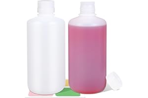 UMETASS 34 oz Lab Reagent Bottle, Laboratory Grade Chemical Container, Sealed Leak-proof HDPE Pill Bottle, Plastic Sample Bottles（2pack translucent）