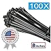 100 Pack of Black Cable Ties -12” x 0.2