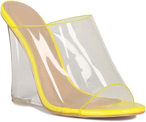 perspex wedge mule