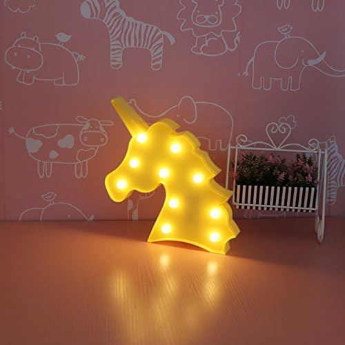 Unicorn Table Night Light Lamp for Kids Bedroom, LED Night Light Lamp for Party Wedding Birthday Romance Atmosphere, Cute Animal Decoration Night Light (Unicorn Head Yellow)