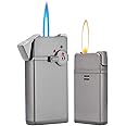 YUSUD Torch Cigar Lighter, Butane Fuel Refillable, Soft/Jet Flame Switchable Cigarette Lighter with Flame Adjustable and Rotatable Switch, Unique Gift for Tobacco Pipe & Cigar
