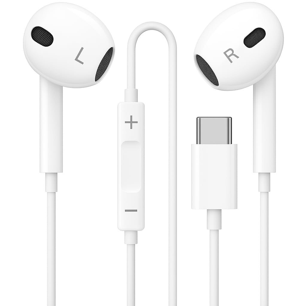 For Google Pixel 10a Earphones, Google Pixel 10 / 10 Pro / 10 Pro (XL) / (Fold) / 9a / 9 / 8 / 7 / 6 / 5 / (Pro) / 8a / 7a / Pixel Fold / 6A / 5A / 4A / 3A XL, In-Ear Headphones (Type C) (WHITE)
