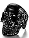 FIBO STEEL Stainless Steel Rings for Men Women Black Skull Head Rings,Size 12